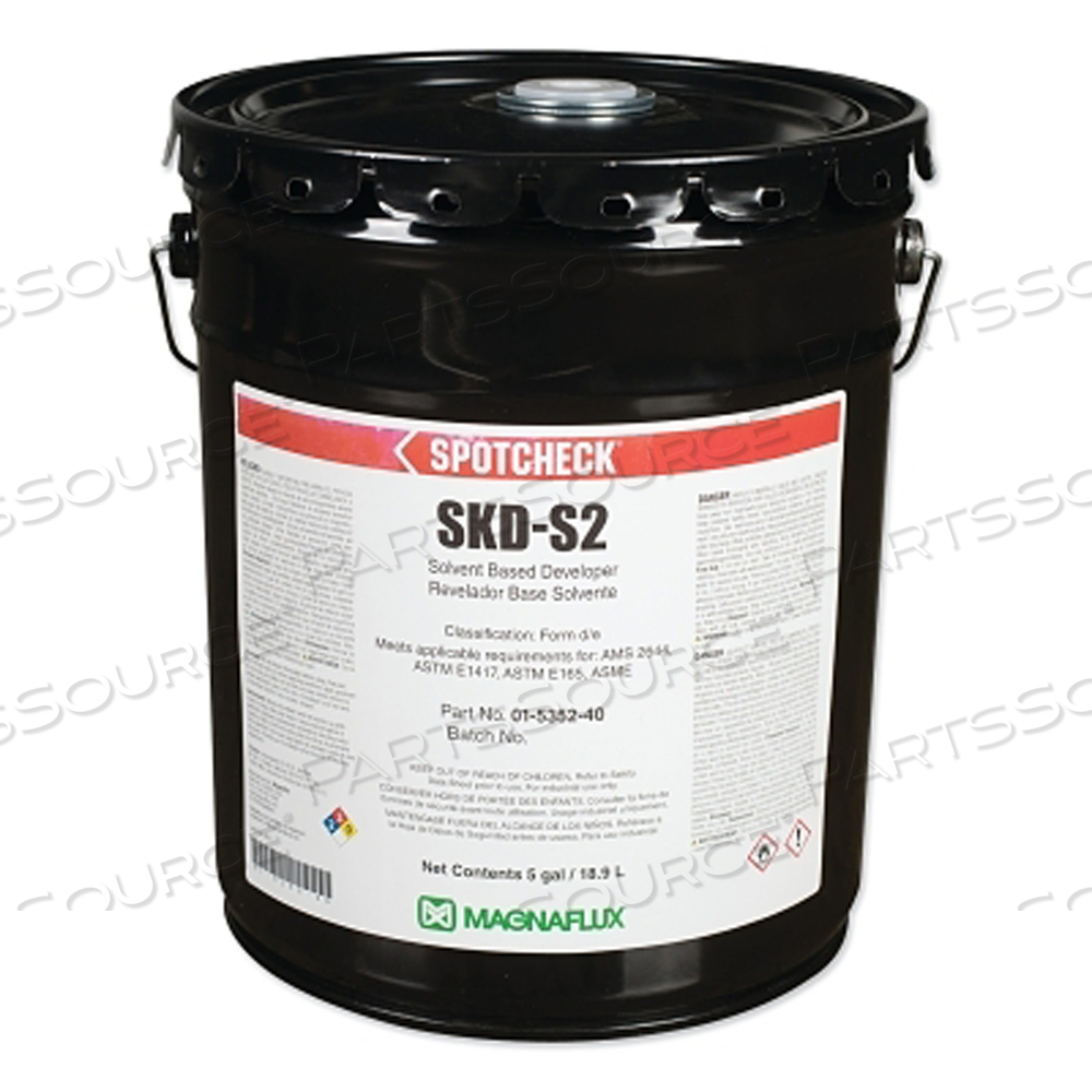 SPOTCHECK SKD-S2, SOLVENT BASED DEVELOPER, PAIL, 5 GAL by Magnaflux SPOTCHECK SKD-S2, SOLVENT BASED DEVELOPER, PAIL, 5 GAL by Magnaflux