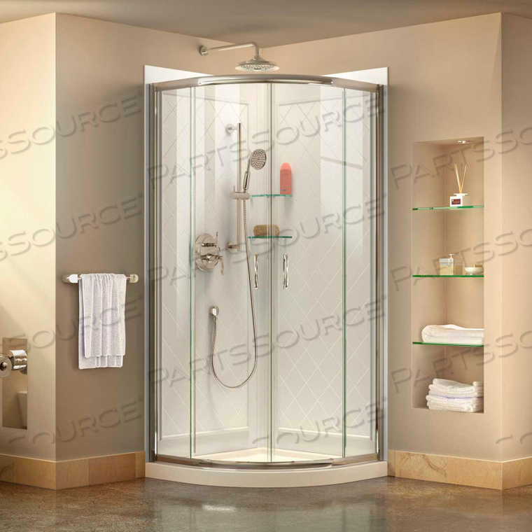 PRIME 36 3/8" X 36 3/8" SHOWER ENCLOSURE BASE & QWALL-4 SHOWER BACKWALL KIT 