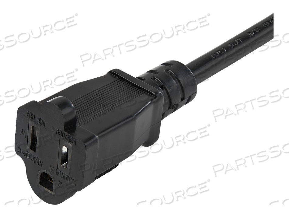 3FT (1M) PIGGYBACK POWER EXTENSION CORD, NEMA 5-15P TO 2X NEMA 5-15R, 16 AWG, 125V/15A, UL CERTIFIED, 1 TO 2 OUTLET SAVER EXTENSION CORD, 3- by StarTech.com Ltd.