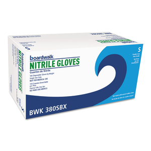 DISPOSABLE GENERAL-PURPOSE NITRILE GLOVES, SMALL, BLUE, 4 MIL, 100/BOX by Boardwalk