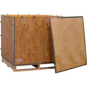 4-PANEL HINGED SHIPPING CRATE WITH LID & PALLET, 40" X 40" X 40" O.D. by National Corrugate LLC