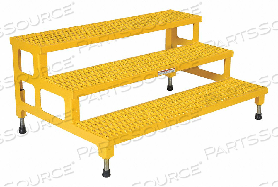ADJUSTABLE HEIGHT STEP STAND, CARBON STEEL 48"W X 36"L by Vestil Manufacturing Corp. ADJUSTABLE HEIGHT STEP STAND, CARBON STEEL 48"W X 36"L by Vestil Manufacturing Corp.