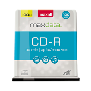 CD-R DISCS, 700 MB/80 MIN, 48X, SPINDLE, SILVER, 100/PACK by Maxell