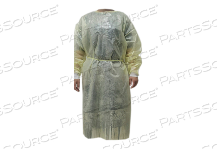 PROTECTIVE PROCEDURE GOWN ONE SIZE FITS MOST YELLOW NONSTERILE DISPOSABLE (10/BG) by Cypress