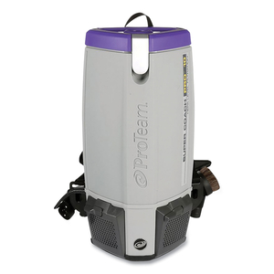 SUPER COACH PRO 10 BACKPACK VACUUM WITH XOVER FIXED-LENGTH TWO-PIECE WAND, 10 QT TANK CAPACITY, GRAY/PURPLE by Proteam