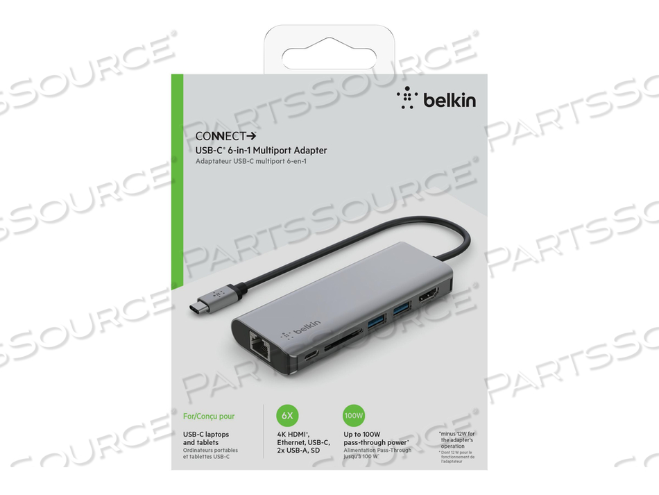 CONNECT USB-C 6-IN-1 MULTIPORT ADAPTER, DOCKING STATION, USB-C, HDMI, GIGE 