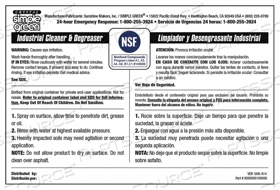 SECONDARY LABEL 6 IN W SIMPLE GREEN PK10 by Simple Green SECONDARY LABEL 6 IN W SIMPLE GREEN PK10 by Simple Green