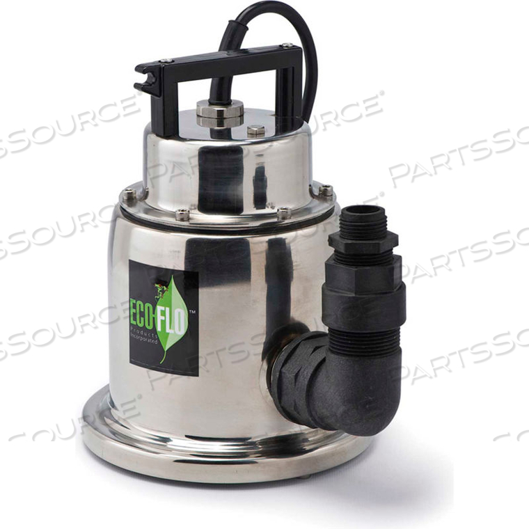 SUBMERSIBLE UTILITY PUMP, STAINLESS STEEL, MANUAL, 1/4 HP, 1500 GPH by Eco Flo Products Inc