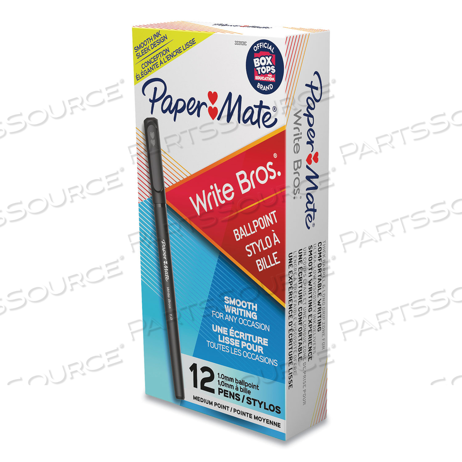 WRITE BROS BALLPOINT STICK PEN, MEDIUM, BLACK INK, DOZEN by Paper Mate WRITE BROS BALLPOINT STICK PEN, MEDIUM, BLACK INK, DOZEN by Paper Mate