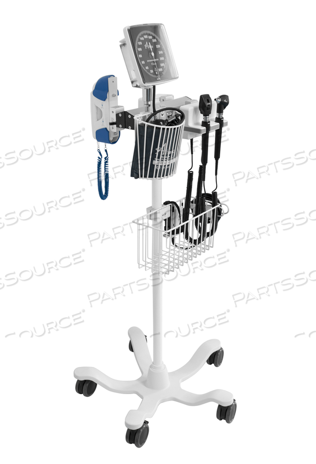 MOBILE DIAGNOSTIC STATION - HORIZ. RAIL MOUNT, OPHTHAL & OTO, DISPENSER, INFRARED THERMOMETER,ANEROID & CUFF 