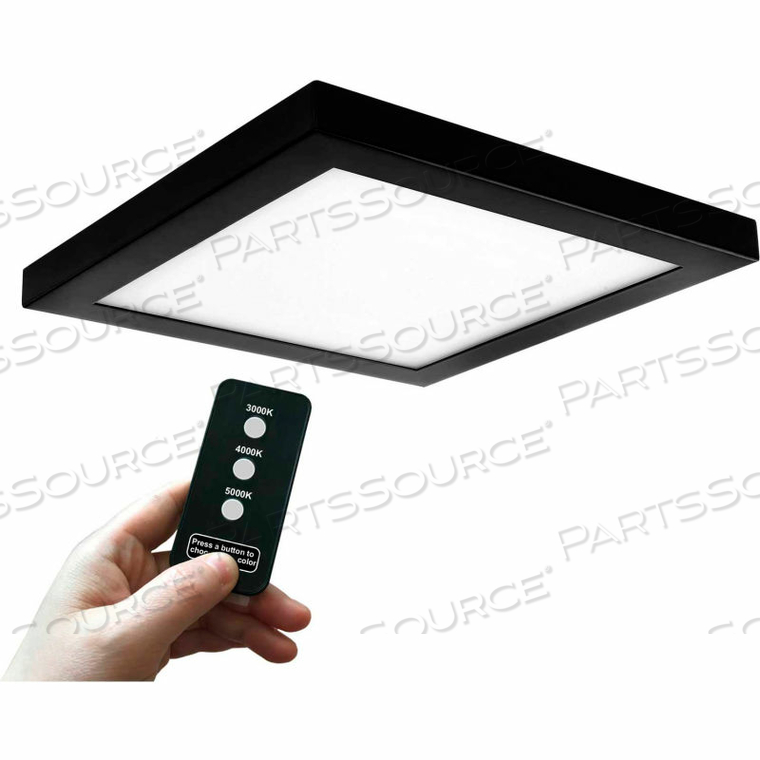 13" ROUND MULIT-COLOR TEMPERATURE LED FLUSH MOUNT LIGHT, RMT CNTRL, 40W, 120V, BLACK by AMAX Lighting