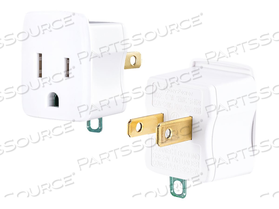 GT1W2PK, POWER CONNECTOR ADAPTER, NEMA 5-15R (R) TO NEMA 1-15P (P), 125 V, 15 A, WHITE (PACK OF 2) by CyberPower