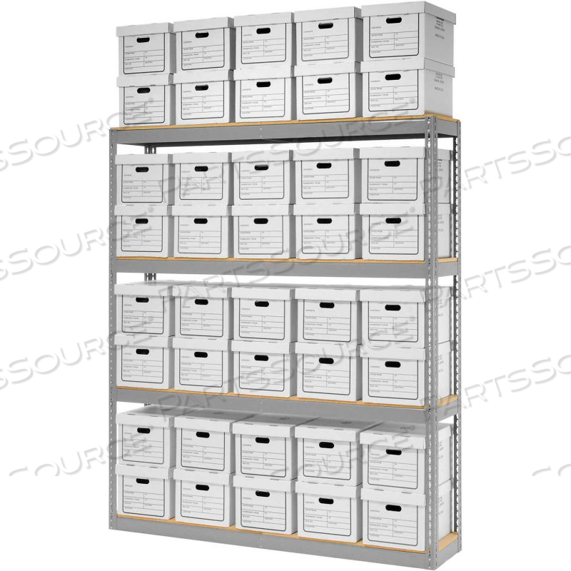 RECORD STORAGE OPEN WITH BOXES 72"W X 15"D X 84"H - GRAY by Approved Vendor RECORD STORAGE OPEN WITH BOXES 72"W X 15"D X 84"H - GRAY by Approved Vendor