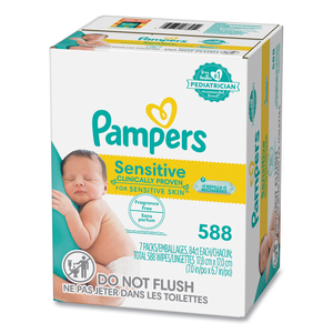 SENSITIVE BABY WIPES, 1-PLY, 6.7 X 7, UNSCENTED, WHITE, 84/PACK, 7/CARTON by Pampers