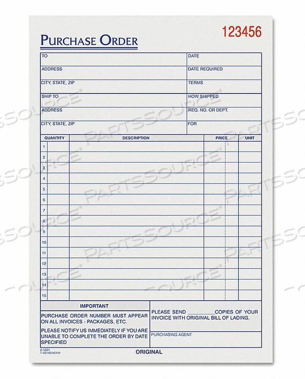 PURCHASE ORDER BOOK 3-PART CARBONLESS by Tops