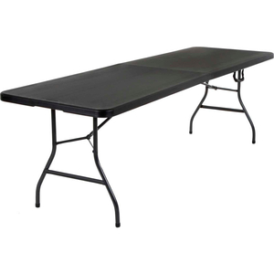 FOLD-IN-HALF PLASTIC TABLE, 96" X 30" X 29", BLACK by Cosco