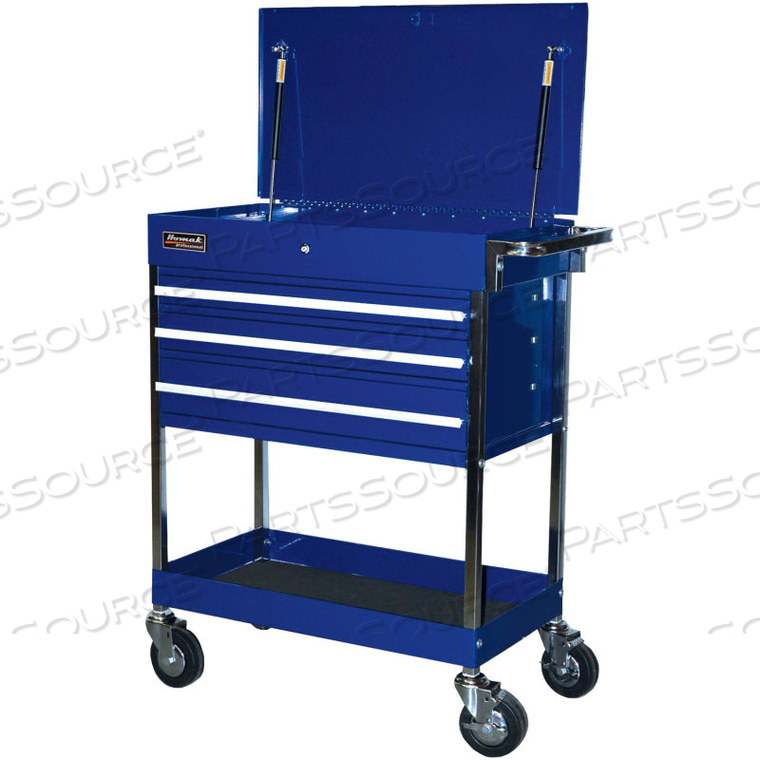 34-1/2" PROFESSIONAL 3 DRAWER BLUE SERVICE CART by Homak Manufacturing