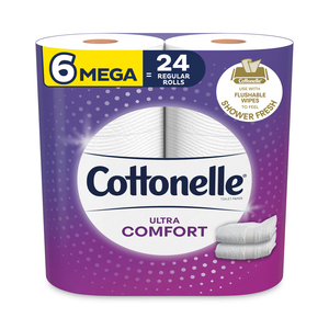 ULTRA COMFORTCARE TOILET PAPER, SOFT TISSUE, MEGA ROLLS, SEPTIC SAFE, 2-PLY, WHITE, 284/ROLL, 6 ROLLS/PACK, 36 ROLLS/CARTON by Cottonelle