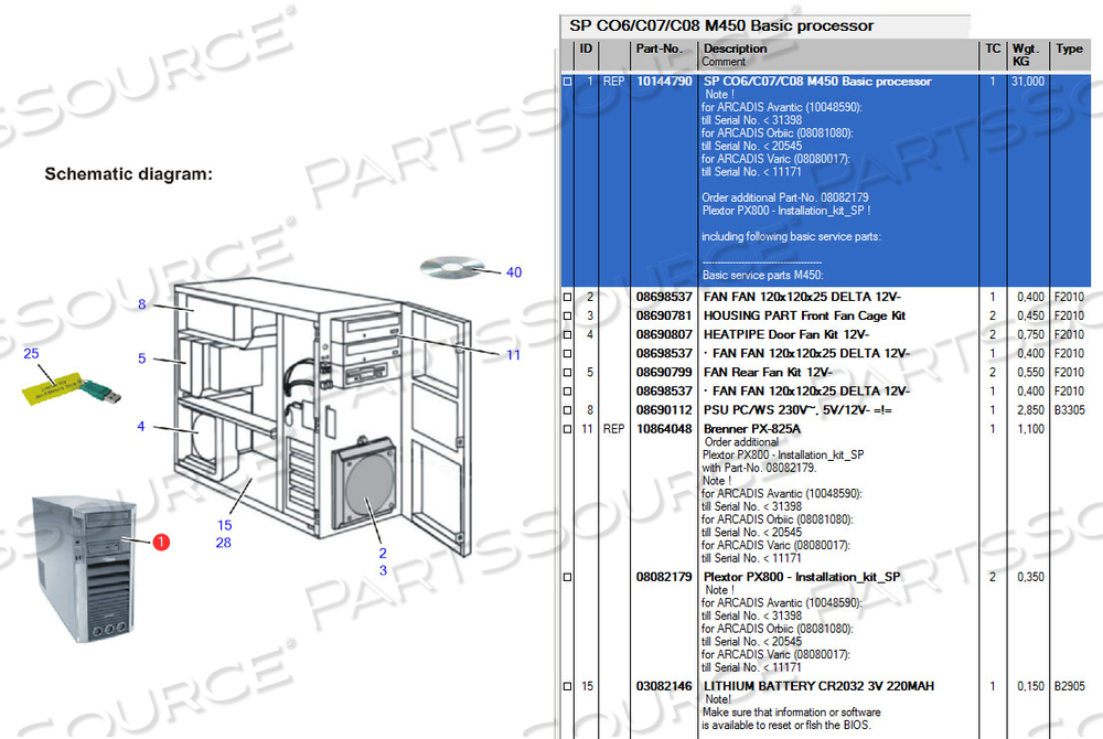SP CO6/C07/C08 M450 BASIC PROCESSOR FOR MOBILR C-ARM by Siemens Medical Solutions SP CO6/C07/C08 M450 BASIC PROCESSOR FOR MOBILR C-ARM by Siemens Medical Solutions