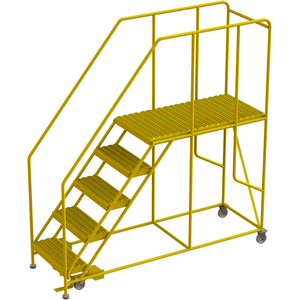 5 STEP STEEL DOUBLE ENTRY MOBILE PLATFORM, 24"L X 48"W, 42" HANDRAILS by Tri-Arc