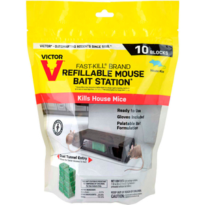 VICTOR FAST-KILL BRAND REFILLABLE MOUSE BAIT STATION, 10 BAITS, 7.5 OZ. POISON BLOCK by Woodstream Corporation