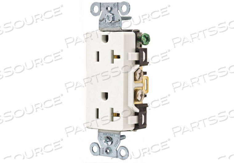 RECEPTACLE, DECORATOR DUPLEX, WHITE, 5-20R, 20 A, 125V AC, 2 POLE / 3 WIRE by Hubbell Power Systems