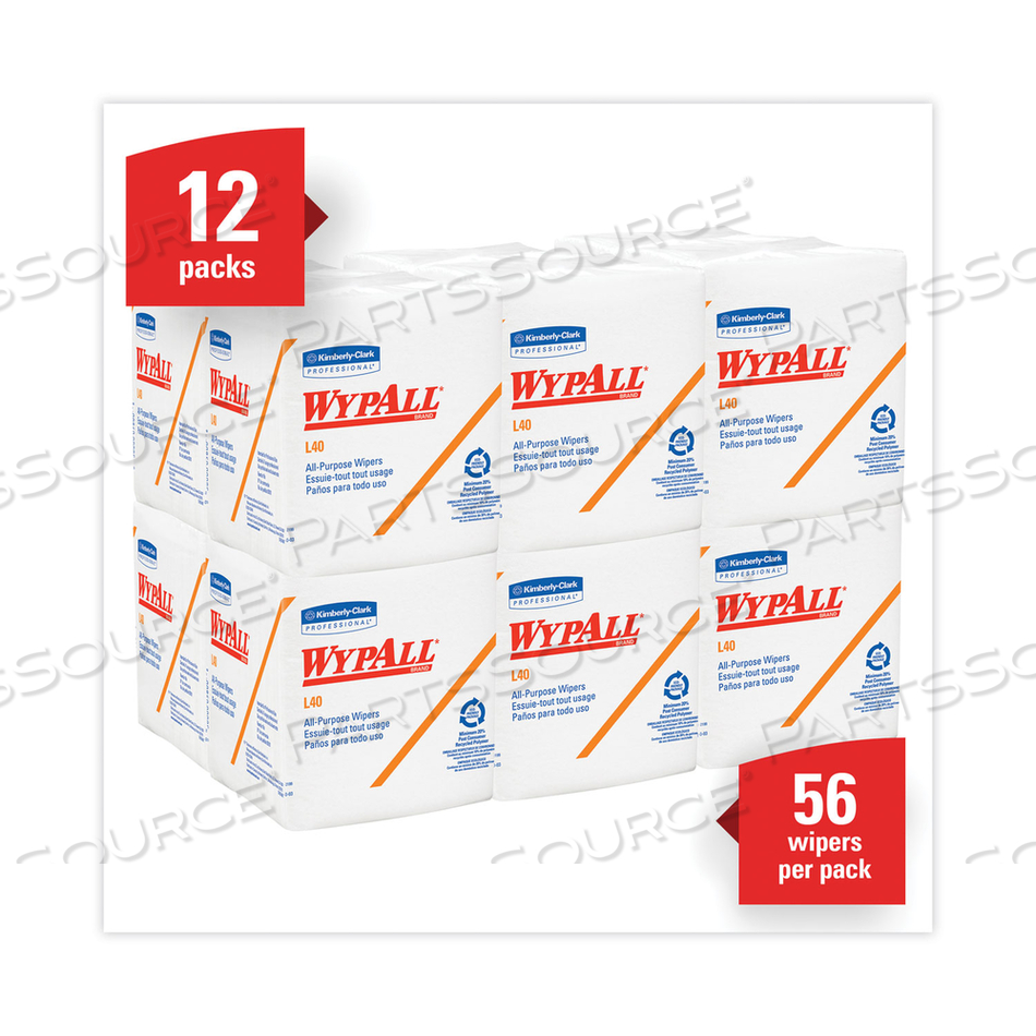 L40 TOWELS, 1/4 FOLD, 12.5 X 12, WHITE, 56/BOX, 18 PACKS/CARTON by WypAll
