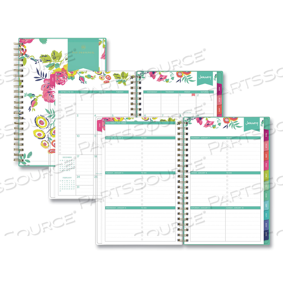 DAY DESIGNER PEYTON CREATE-YOUR-OWN COVER WEEKLY/MONTHLY PLANNER, FLORAL ARTWORK, 8 X 5, WHITE, 12-MONTH (JAN-DEC): 2023 