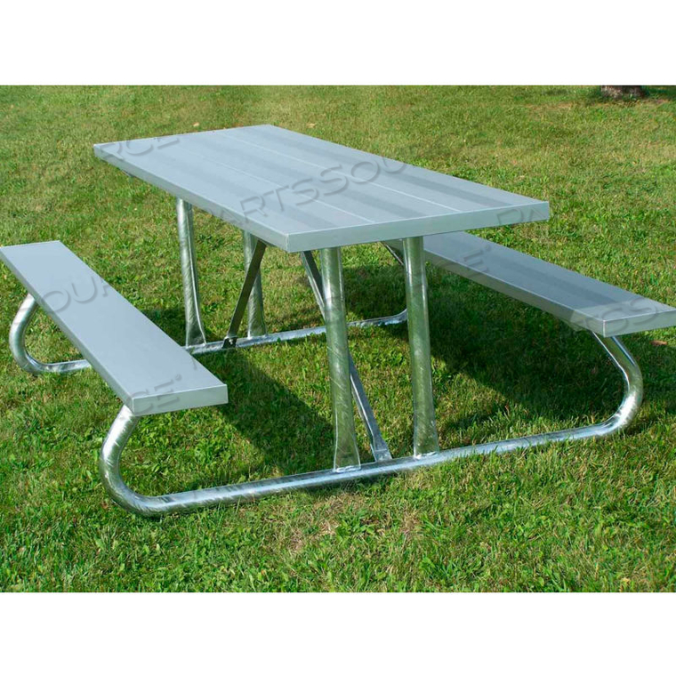 8' PICNIC TABLE WITH ANODIZED ALUMINUM PLANKING AND HEAVY DUTY GALVANIZED STEEL FRAME by Gt Grandstands By Ultraplay