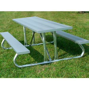 8' PICNIC TABLE WITH ANODIZED ALUMINUM PLANKING AND HEAVY DUTY GALVANIZED STEEL FRAME by Gt Grandstands By Ultraplay