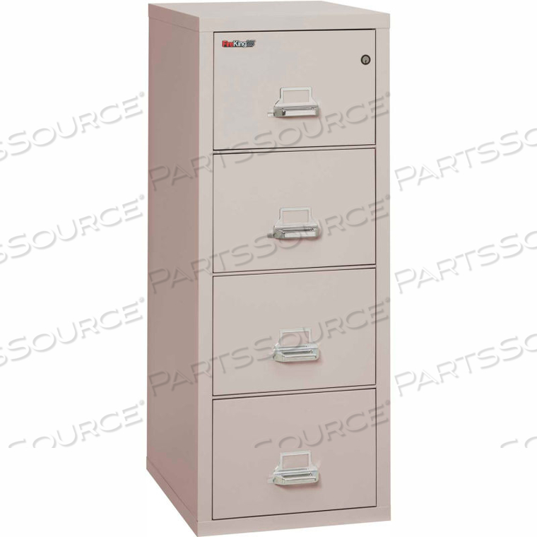 FIREPROOF 4 DRAWER VERTICAL FILE CABINET - LETTER SIZE 18"W X 25"D X 53"H - LIGHT GRAY 