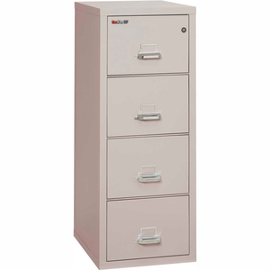 FIREPROOF 4 DRAWER VERTICAL FILE CABINET - LETTER SIZE 18"W X 25"D X 53"H - LIGHT GRAY by Fire King