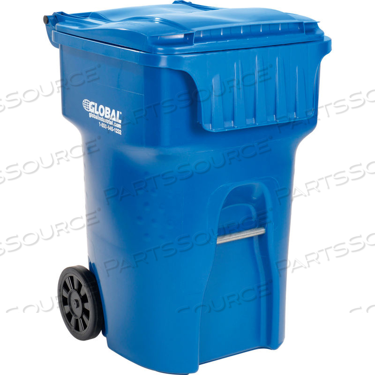 MOBILE TRASH CONTAINER, 95 GALLON BLUE 