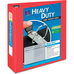 HEAVY-DUTY VIEW BINDER WITH ONE TOUCH EZD RINGS, 3" CAPACITY, RED by Avery