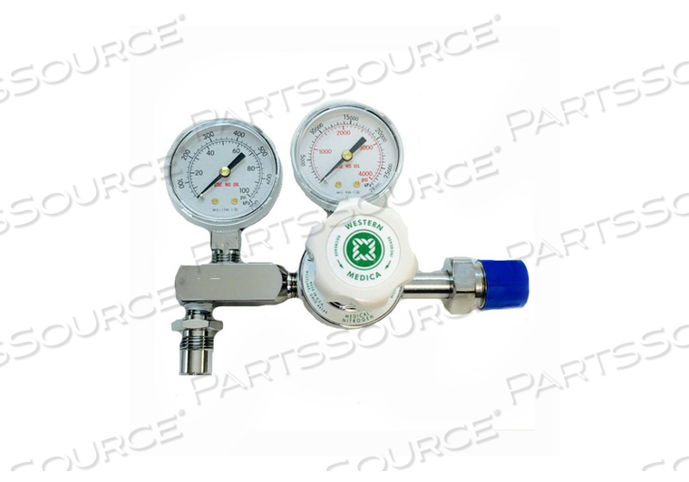 SINGLE-STAGE ADJUSTABLE DELIVERY PRESSURE REGULATOR WITH CGA-580 NUT AND NIPPLE INLET by Western Enterprises