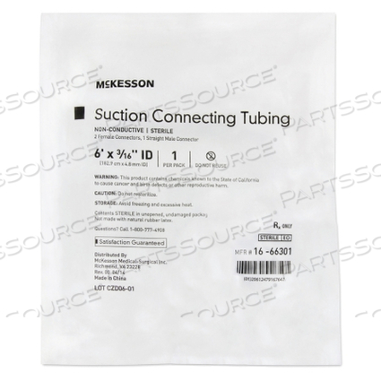 SUCTION CONNECTOR TUBING, 6 X 3/16 INCH (50 PER CASE) by McKesson