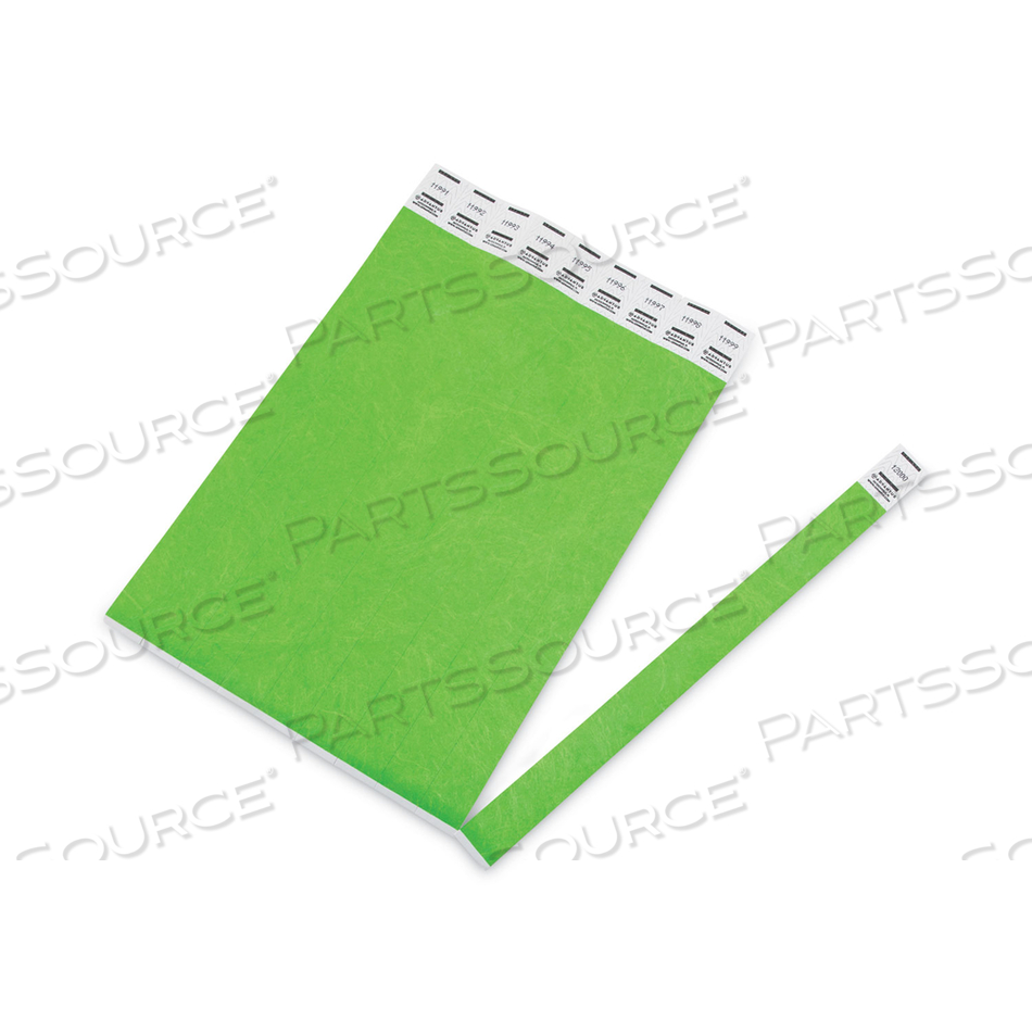 CROWD MANAGEMENT WRISTBANDS, SEQUENTIALLY NUMBERED, 9.75" X 0.75", NEON GREEN by Advantus