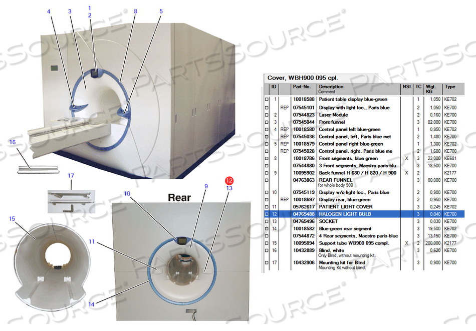 LIGHT BULB, HALOGEN, FOR USE WITH: FOR MRI SCANNER by Siemens Medical Solutions