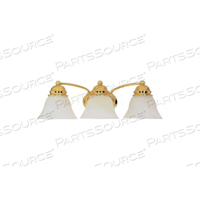 EMPIRE 3 LIGHT - 21" - VANITY W/ ALABASTER GLASS BELL SHADES POLISHED BRASS by Satco