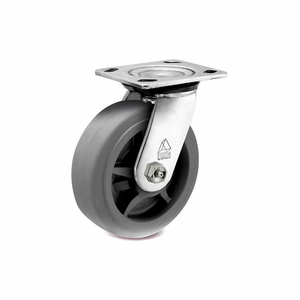 PRISM STAINLESS STEEL SWIVEL CASTER - THERMAL PLASTIC RUBBER - FLAT TREAD - 8" DIA. by Bassick