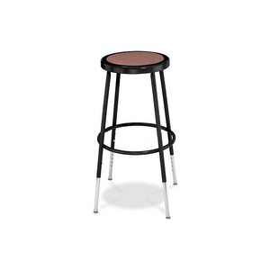 INTERION STEEL SHOP STOOL WITH HARDBOARD SEAT - ADJUSTABLE HEIGHT 25"-33" - BLACK - PACK OF 2 by National Public Seating