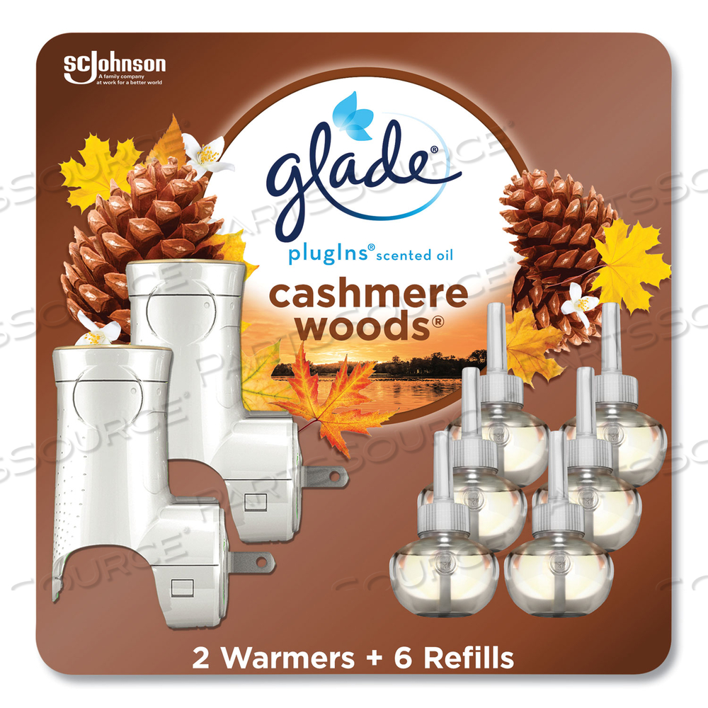 PLUGIN SCENTED OIL, CASHMERE WOODS, 0.67 OZ, 2 WARMERS AND 6 REFILLS/PACK by Glade