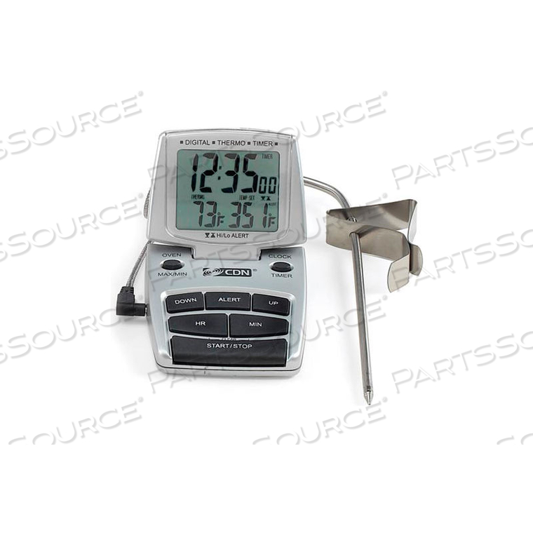 COMBO PROBE THERMOMETER, TIMER & CLOCK - SILVER 