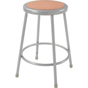 INTERION 24"H STEEL WORK STOOL WITH HARDBOARD SEAT - BACKLESS - GRAY - PACK OF 2 by National Public Seating