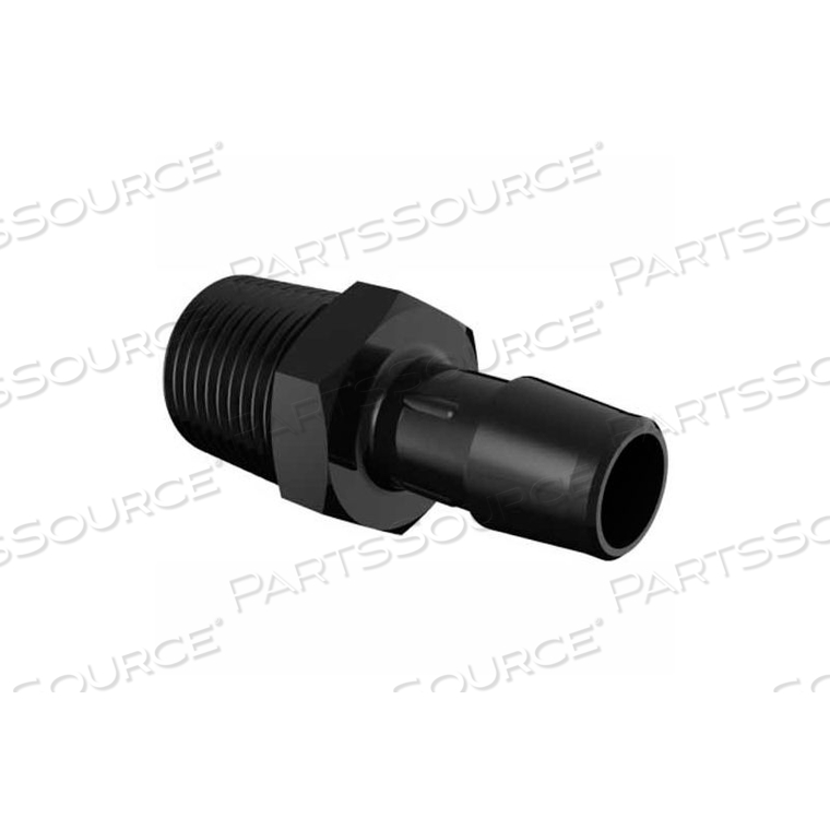 1/2 - 14 NPT TO 1/2" BARBED ADAPTER, BLACK NYLON 