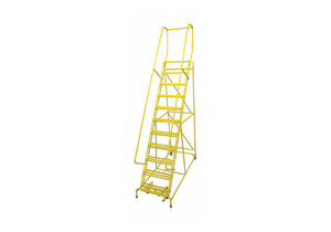 ROLLING LADDER STEEL 140IN. H. YELLOW by Cotterman