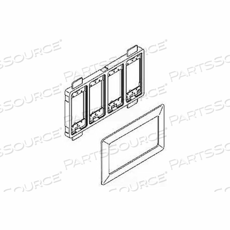 WSA07-4A 4-GANG DEVICE MOUNTING BRACKET AND TRIM RING, IVORY, 11-1/4"L 