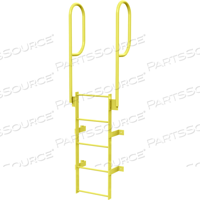5 STEP STEEL WALK THROUGH WITH HANDRAILS FIXED ACCESS LADDER, YELLOW by Tri-Arc