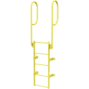 5 STEP STEEL WALK THROUGH WITH HANDRAILS FIXED ACCESS LADDER, YELLOW by Tri-Arc