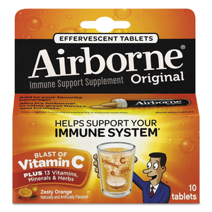 IMMUNE SUPPORT EFFERVESCENT TABLET, ZESTY ORANGE, 10/BOX by Airborne